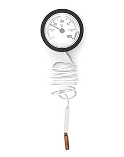 QWORK® Termometro con sonda capillare utilizzato per caldaie, sistemi di riscaldamento e raffreddamento, capillare 1000 mm, 0-120°C