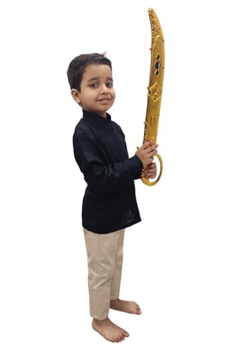 Image of BookMyCostume Royal Sword Plastic Toy Fancy Dress Costume Accessories For Kids & Adults - Silver /Golden