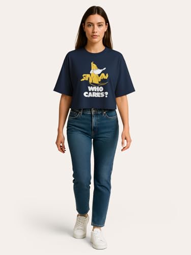 Image of HELLCAT Beige Printed Loose Fit Crew-Neck Crop T-Shirt for Women