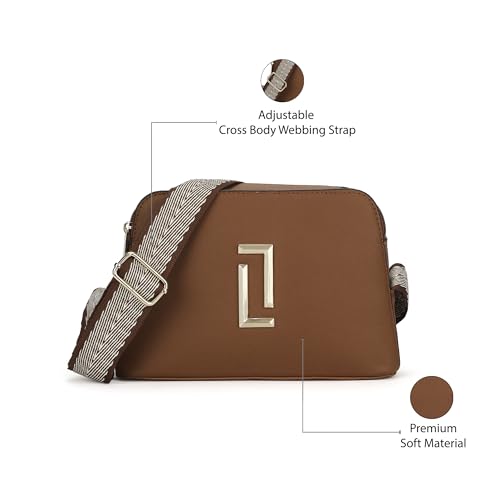 Image of Lavie Luxe Wayne 2 Comparment Medium Solid Cross Body Sling Bag | Ladies Purse Handbag | Ladies Gift