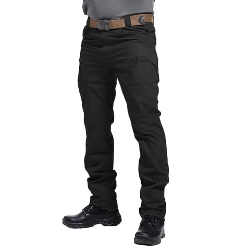 Men’s Tactical Cargo Pants Lightweight Hiking Pants, Outdoor Work Military Combat Pants with Multi Pockets, No Belt