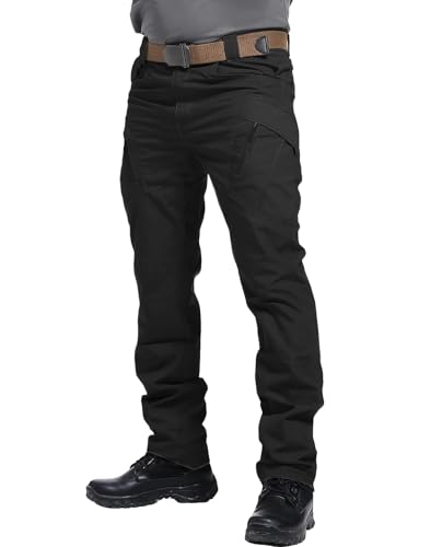 Men's Tactical Cargo Pants Lightweight Hiking Pants, Outdoor Work Military Combat Pants with Multi Pockets, No Belt