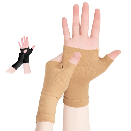 1 paio Manicotti di compressione in rame per polso, traspiranti e confortevoli Fascia da Polso per sindrome del tunnel carpale per Tunnel Carpale, Slogature, Tendinite e Artrite Unisex (beige, M)