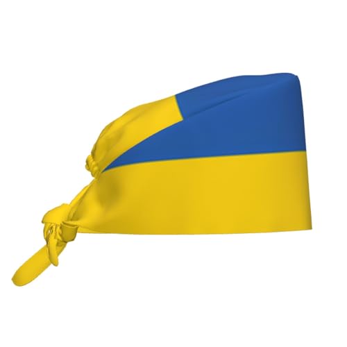 YYHWHJDE Breathable Work Hat Flag of Ukraine Prints Adjustable Comfortable Chef Hat for Women & Men Black