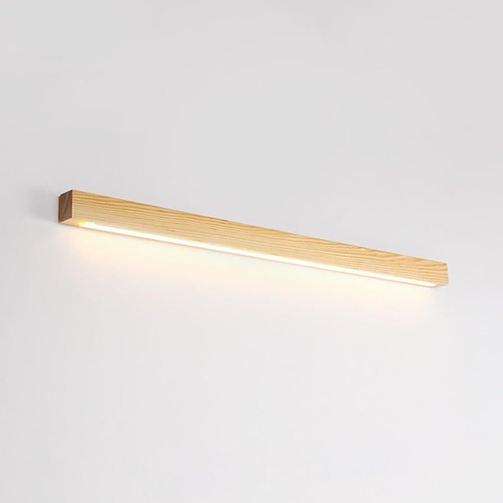 TONFON Wooden Linear Wall Lamp Log Bedside Wall Sconce Rubber Wood Lighting LED Wall Mounted Lamp for Bedroom Living Room Study Room Dining Room Hallway Stairs Hall Restaurant Wall Lantern(80CM)