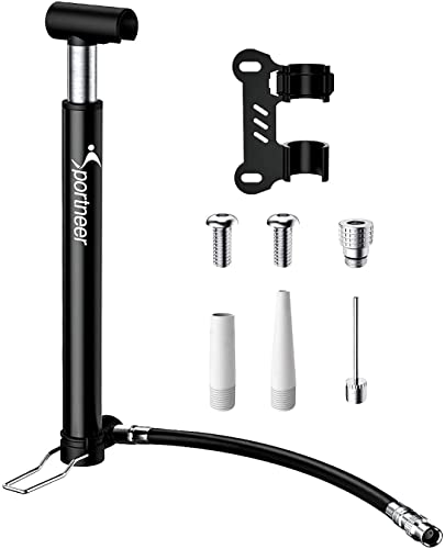 Bike Pump, Sportneer Mini Bicycle Pump Portable Floor and Hand Pumps Fit Prest Schrader and Dunlop Valve 130 PSI Frame-Mounted Pumps High Pressure Handheld Bicycle Tire Pump for Mountain and Road Bike