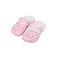 Peppa Pig Girls Clogs, Kids Fur Lined Slippers with Back Strap, Comfortable Indoor or Outdoor Shoes for Toddler, Pink, 25 EU