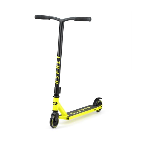 Osprey Patinete de Acrobacias para niños de 8 a 12 años, Freestyle Street Pro 360 Spin, Truco Completo con rodamientos ABEC 5, Amarillo