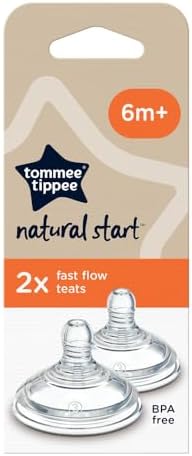 Tommee Tippee Natural Start Baby Bottle Teats, Fast Flow for 6m+, Pack of 2 Breast-Like Teats for a Natural Latch, with Anti-Colic Valve and BPA Free Soft Silicone - View 4