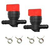 Teron 2 Stück 90 Grad Kraftstoffabsperrventil 8mm mit Klemmen Kompatibel mit Mäher 698183 494768