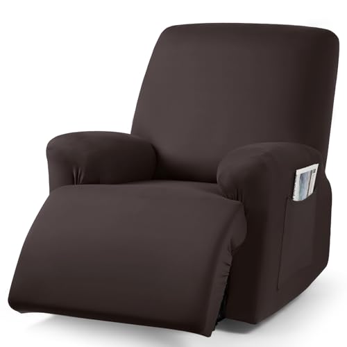 Image of TAOCOCO Oversized Recliner Chair Covers, 4-Pieces Lazy Boy Recliner Covers Stretch Reclining Chair Slipcover Washable Furniture Protector with Elastic Bottom (Oversized Recliner, Coffee)