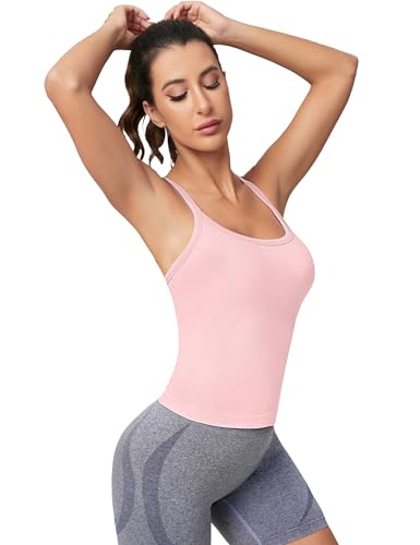 Image of MathCat Workout Tank Tops for Women with Built in Bra, Sleeveless Gym Tops Seamless Racerback Athletic Yoga Shirts