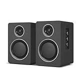 Computer Speakers for Desktop PC, Active Bookshelf Speaker with 3.5‘’ Carbon Fiber Woofer and Silk Film Tweeter ,Supports Bluetooth 5.3, USB-C, AUX/RCA Input for Record Player TV - Black Stereo Set