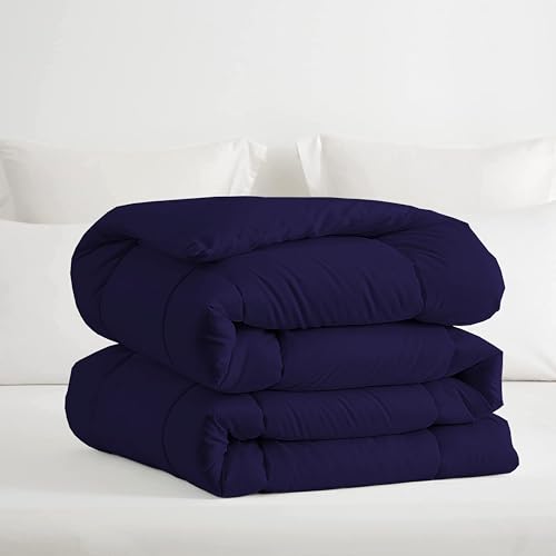 Image of Restful Sleep All Weather Comforter Double Bed Size - Dohar /Rajai /Blanket /Duvet -250 GSM Quilt Soft Microfiber Fill Double Bed (90 inchX100 inch) - Navy Blue Color