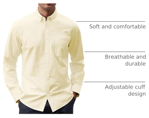 Image of J.VER Men's Oxford Shirt Solid Casual Button Down Collar Shirts Long Sleeve Dress Shirts with Pocket