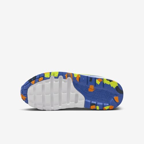 Nike Air Max 1 Big Kids' Shoes (HJ9236-488, Astronomy Blue/Photon Dust/Total Orange/Volt) Size 42