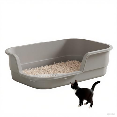 Arenero para gatos mediano gris plástico y acero miniatura 1