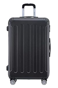 BEIBYE- Hartschalenkoffer Koffer Trolley Rollkoffer Reisekoffer Zahlenschloß 4 Zwilings-Rollen (Black, Middle-66cm)
