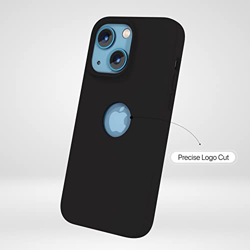 Image of Vaku Luxos Liquid Silicon Logo-Cut for iPhone 14 Plus Cover Case, Soft TPU, Shockproof, Scratch Resistant, 6 Feet Drop Protection, Compatible with iPhone 14 Plus Back Cover - Black