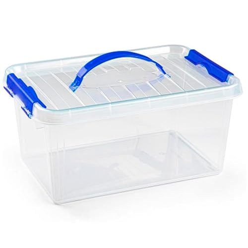 Tradineur - Caja de almacenamiento con asa, nº 22, plástico, contenedor, libros, ropa, mantas, fabricada en España (8 litros - 22,5 x 15,5 x 34 cm)