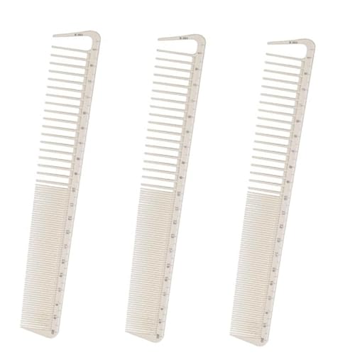 Zhouocea 3 peines de peluquería para trenzar el cabello, peines de corte de pelo con regla de medición, antiestáticos, largos, peines profesionales para peluquería