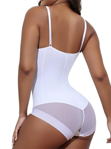 Image of Hilinker Women's V Neck Spaghetti Strap Bodysuit Sexy Sleeveless Camisole Bustier Top