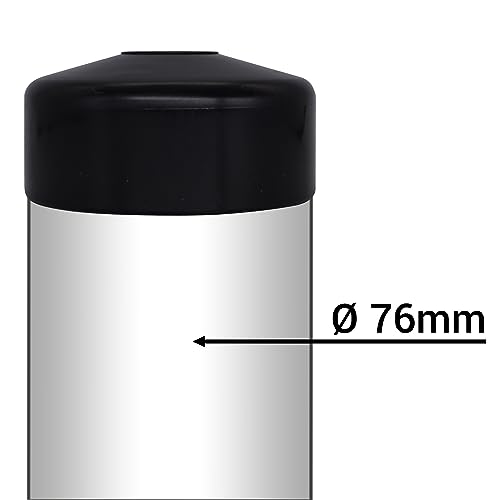 SKIR'CO (6 pcs) Fence Post Caps, Round 76 mm Black Plastic Caps for Round Fence Posts Fence Post Covers, Black RAL 9005 Colour - Image 4