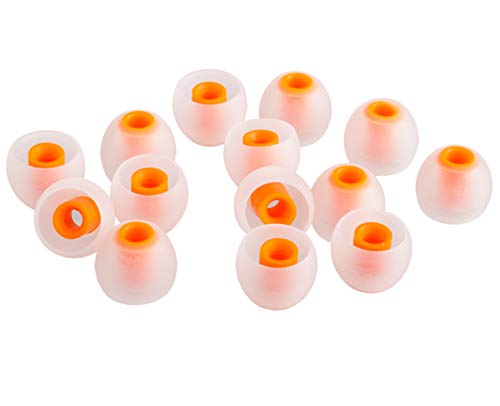 Xcessor (M 7 works (14 Pieces) of Silicone Replacement In Ear Earphone Medium Size Earbuds. Replacement Ear Tips for Popular In-Ear Headphones. Transparent/Orange