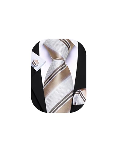 Image of Barry.Wang Mens Tie Set Plaid Check Neckties Formal Business Wedding Luxury Pocket Square Cufflinks