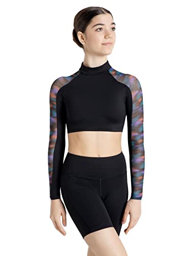 Crop top noir manches longues Capezio pour éviter le froid pendant la danse