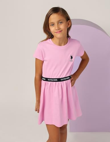 Image of U.S. Polo Assn. Kids Regular fit Cotton Short Sleeves Round Neck Dresses