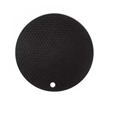 Waterproof Round Rubber Placemats, Heat Resistant and Wipeable PU Table Mats for Dining Table Home Hotel (Medium-Black)