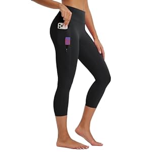 baleaf Women’s Capri Leggings with 3 Pockets Tummy Control 21″ Inseam Workout Capris Yoga Pants