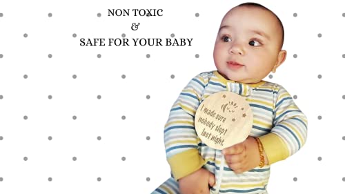Image of Funny Baby Monthly Milestone Announcement Cards | 13 Round Wooden Double Sided Signs | Gender Neutral Gifts | Baby Shower | Fun Photo Props | Baby Registry | Pregnancy Gift | Baby Photo Props