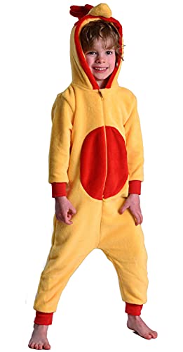 Combinaison pour garçons ou Filles - en Polaire Super Douce - avec Capuche - pour Enfants de 2 à 13 Ans, Poussin, 3-4 Ans Cover