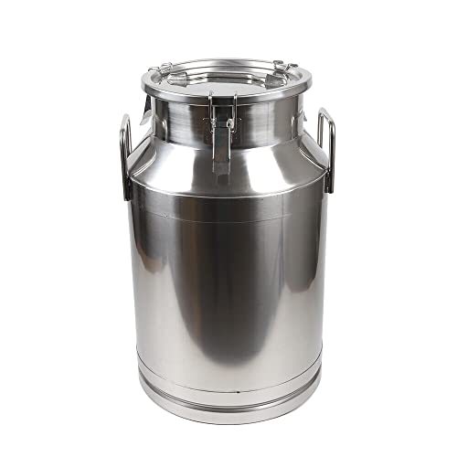 10 Gallon/40 Liter Milk Can Stainless Steel Wine Pail Milk Jug with Sealed Lid Milk Transport Pail Authentic Milk Can School Milk Canister with Handle
