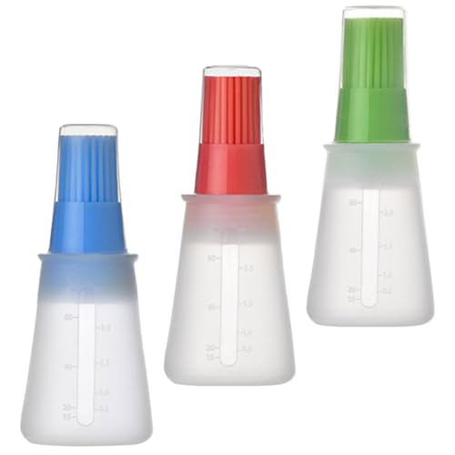 WRITWAA Botellas Pincel Dosificador de Aceite, Silicona Resistente al Calor, 3 Piezas Tapa Antipolvo para Uso en Cocina, Barbacoas y Restaurantes