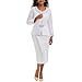 Women's 3 Piece Church Suits for Formal Occasions with Handmade Diamond Hot Stamping Dress Church Set White