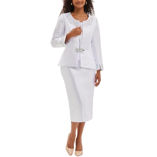 Women's 3 Piece Church Suits for Formal Occasions with Handmade Diamond Hot Stamping Dress Church Set2