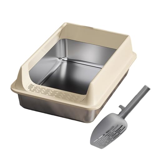 Bandeja grande de acero inoxidable para arenero de gatos miniatura 3