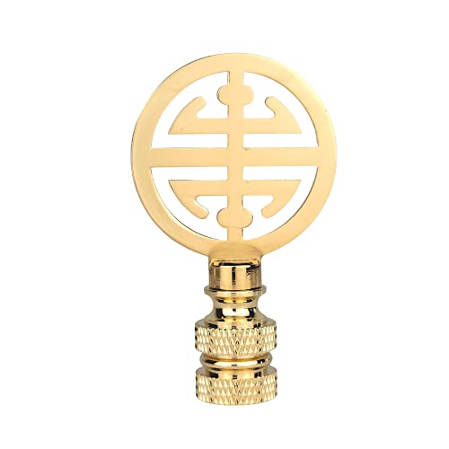 Image of Royal Designs, Inc. Oriental Happiness Symbol Finial for Lamp Shade, Polished Brass - Pack of 1
