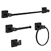Bathroom Hardware Set 4 PiecesStainless Steel Matte Black Towel Bar Set Includes 24In Towel Bar Towel Ring Robe Towel HooksToilet Paper Holder Bathroom Towel Rack Set