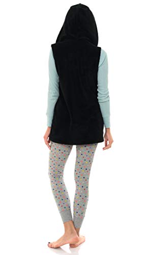 TowelSelections Women's Bed Jacket, Hooded Vest, Zip Front Cardigan Fleece Robe2