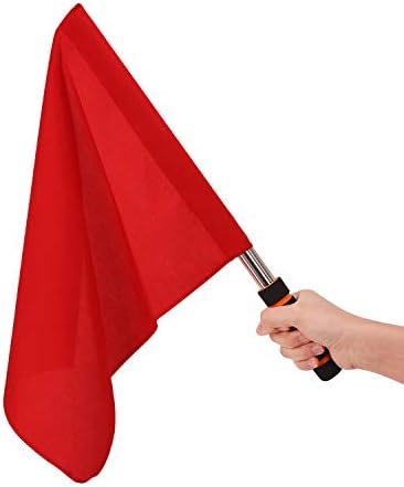 Sports Referee Flags with Metal Pole Foam Red Stainless Steel Hand Signal Flag Track and Field Sports Training Flag Athletic Competition Flag for Soccer Volleyball Football Linesman Command Flags