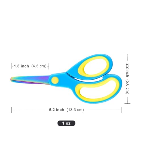 Image of SCAIKTIG 5 inch Left Handed Scissors kids Set(3 Pcs), Safety Rounded edge Blunt-Tip, Titanium Coating Blades, Comfort Grip for School Classroom Children and Toddler Cutting Craft Paper, Assorted Color