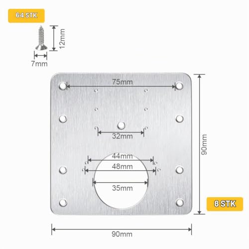 flintronic Edelstahl Scharnier Reparaturplatte, Küchenscharnier – Ansicht 6