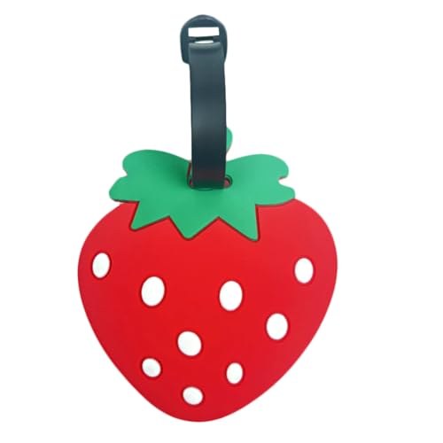 Cute Silicone Luggage Tag for Women Men Unique Travel Bag Tags Funny Colorful Identifier Suitcase Label (Strawberry)