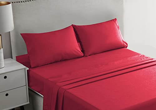 STRATO COTTON, Microfibra, Rosso, Lenzuolo Doppio