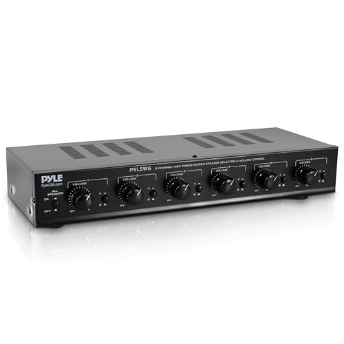 Pyle 6 Channel Speaker Selector Switch - Multi Zone A B Speaker Distribution Controller Box w/ Independent Audio Source Volume Control, Supports Home Theater Stereo Receiver System - Pyle PSLSW6 by Pyle - Used condition - US$108.18