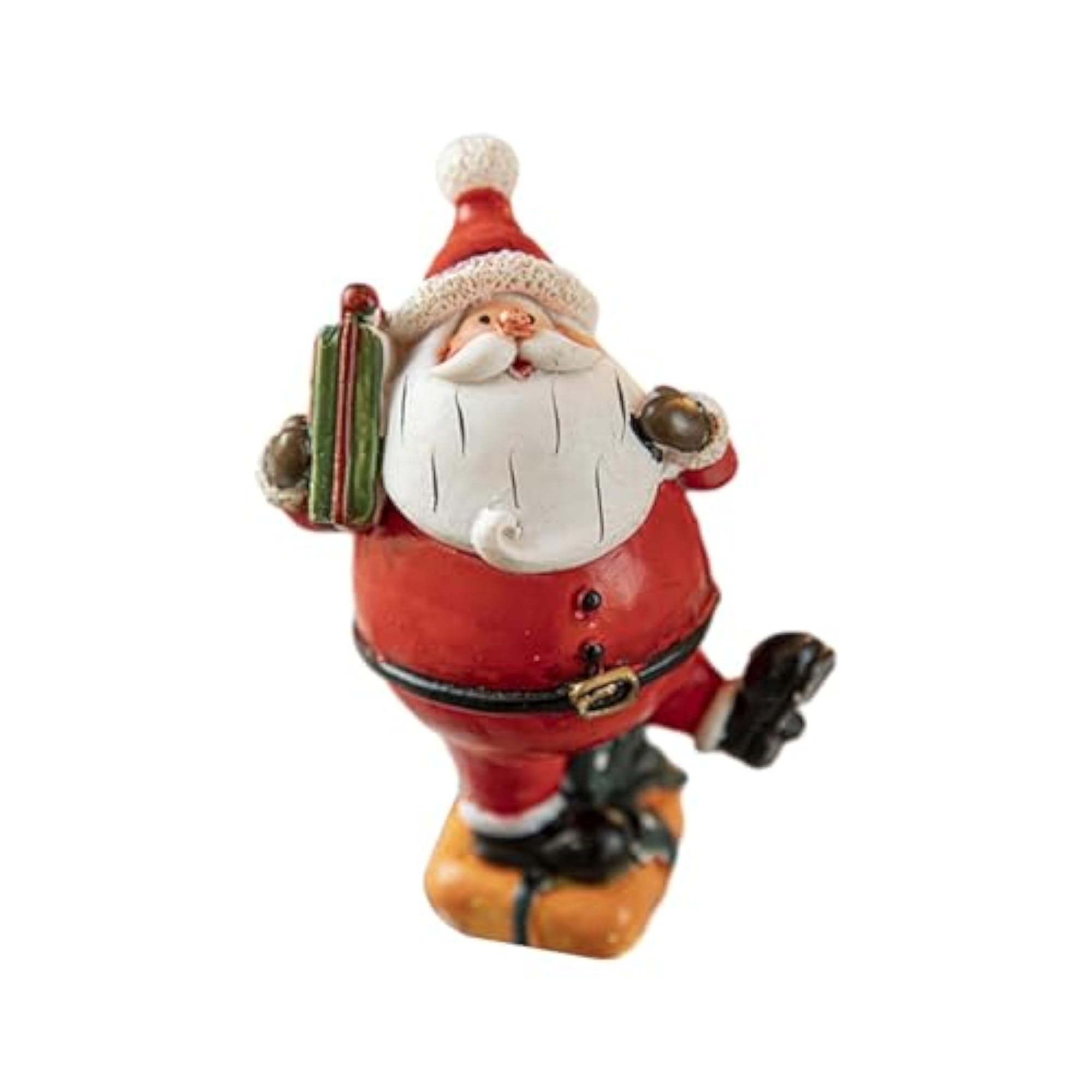Small Resin Santa Statue, Farmhouse Style Tabletop Decoration